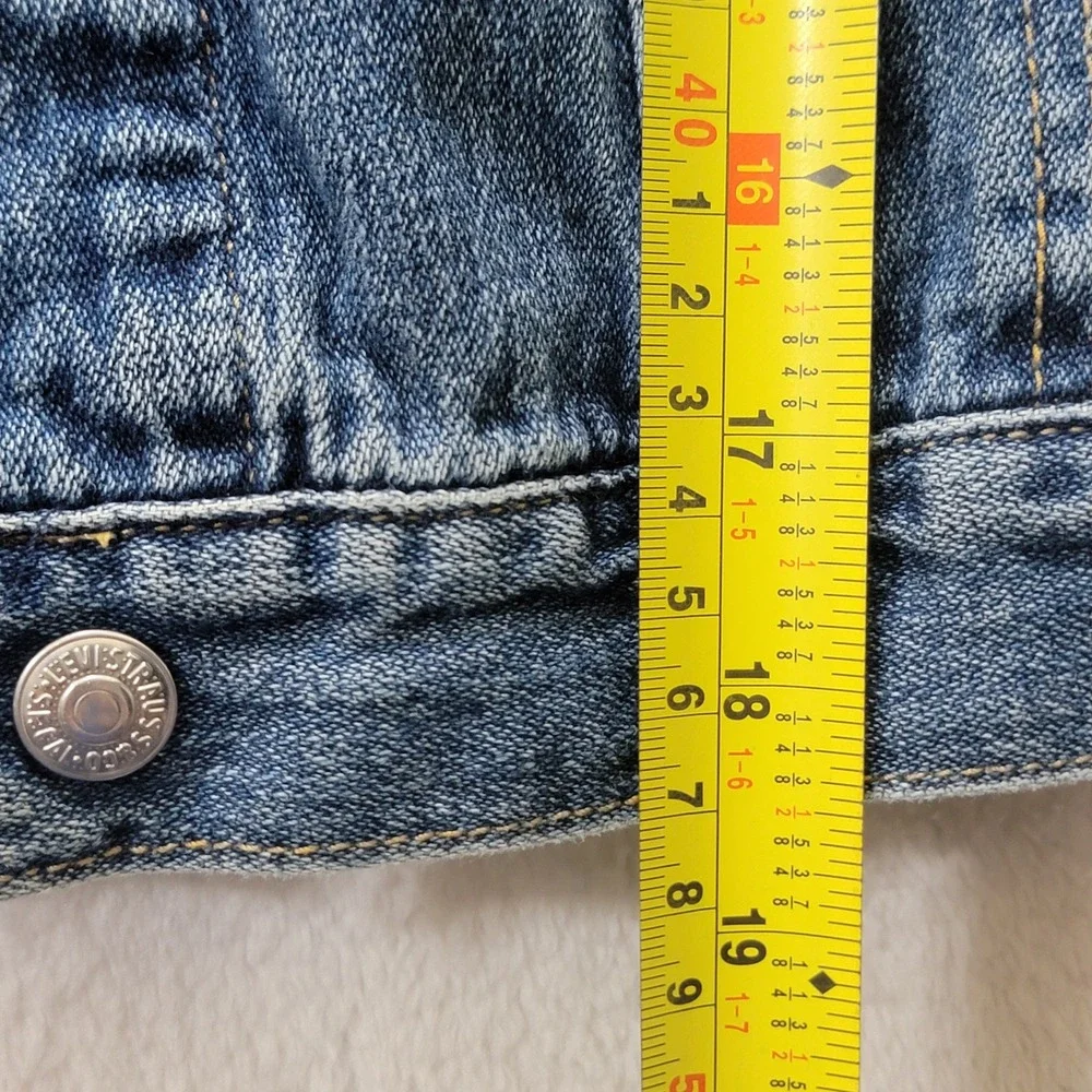 RARE Levis Kids Denim Trucker Jacket Size 7 Southwestern Serape Blanket Patch